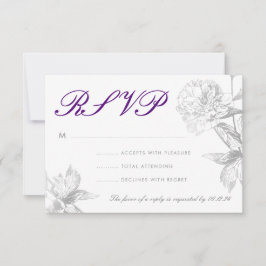 UAWG Modern Wedding Simple Silver Lila RSVP Karte