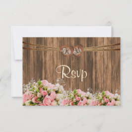 UAWG Monogramm Herz mit Rosa und Weiß Rosen RSVP Karte