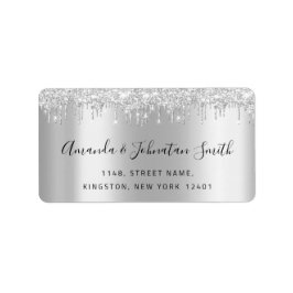 UAWG New Wedding Adress Silver Gray Tropfens Grau Adressaufkleber