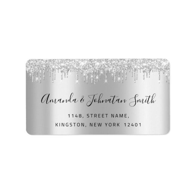 UAWG New Wedding Adress Silver Gray Tropfens Grau Adressaufkleber (Vorne)
