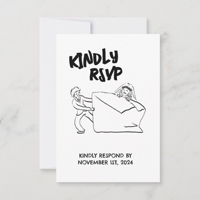 UAWG Niedliche Couple Illustration RSVP Karte (Vorderseite)