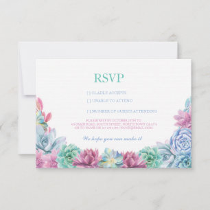 UAWG Pastel Wedding Rustic Succules Blumenkarten RSVP Karte