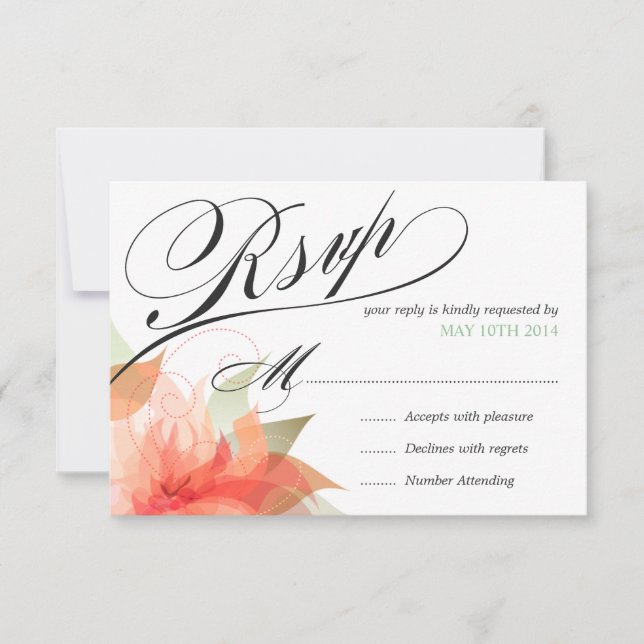 UAWG Peachy Orange Floral Deluxe zweiseitig RSVP Karte (Vorderseite)