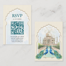 UAWG Peacock Taj Mahal Indian Wedding QR-Code Begleitkarte