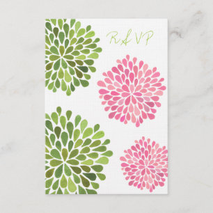 UAWG Pink & Green Floral Blooms Hochzeitskarte RSVP Karte