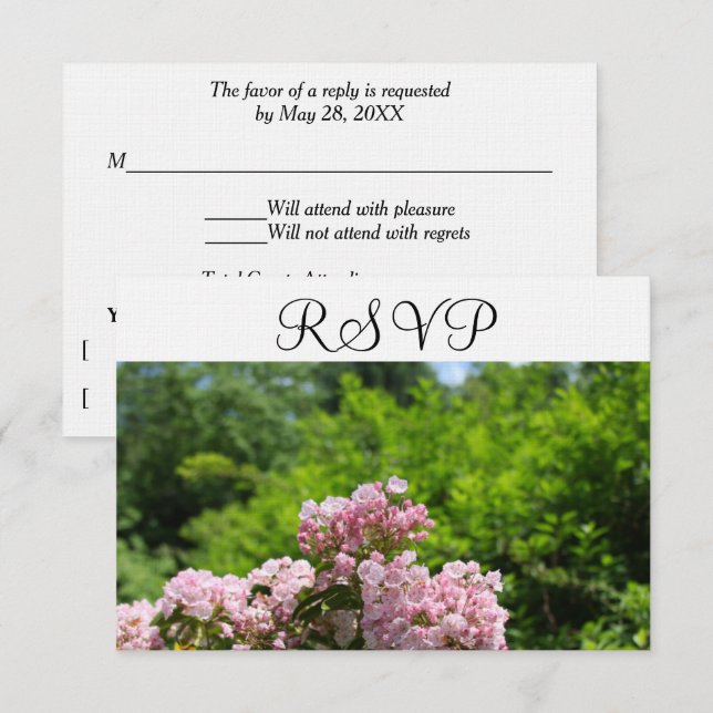 UAWG Pink Mountain Laurel Blume RSVP Karte (Vorne/Hinten)