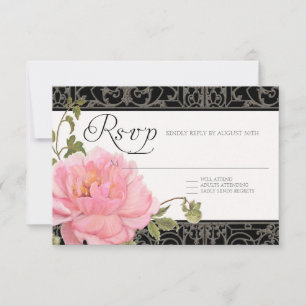 UAWG Pink Peony Fence Elegante Blumenhochzeiten RSVP Karte