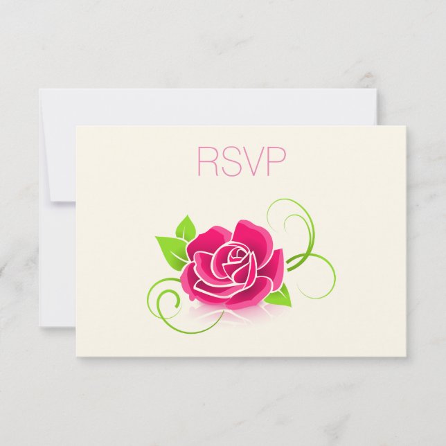UAWG Pink Rose Illustration RSVP Karte (Vorderseite)
