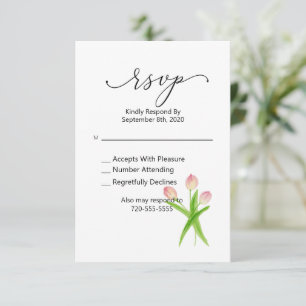 UAWG Pink Tulip Wasserfarben RSVP Karte