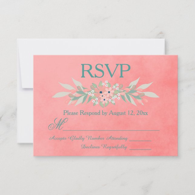 UAWG Pink und grüne Blume RSVP Karte (Vorderseite)