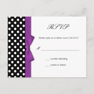 UAWG - Polka Dot Lila Bow Wedding Response Card RSVP Karte