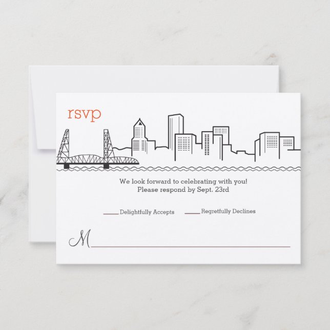UAWG Portland Skyline Wedding Einladung (Vorderseite)