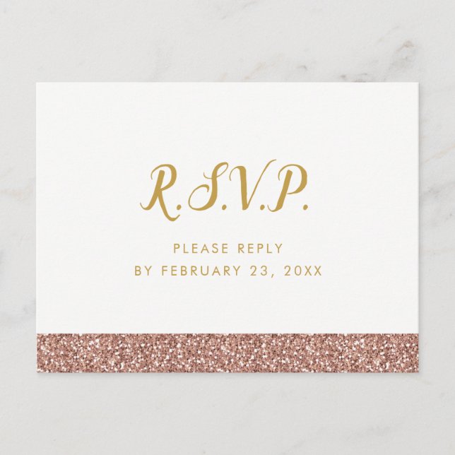 UAWG Postcard Rose Gold Rosa Einfaches Glitzer Str Einladungspostkarte (Vorderseite)