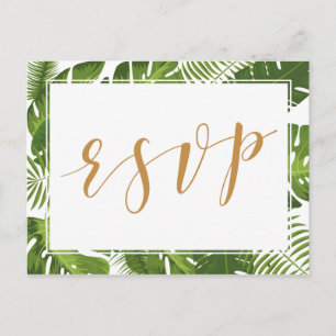 UAWG Postcard Tropisches Gold und grüne Hochzeit Einladungspostkarte