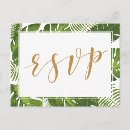 UAWG Postcard Tropisches Gold und grüne Hochzeit Einladungspostkarte