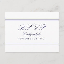 UAwg Postcard: White Clean Navy Blue Lines Respons Einladungspostkarte