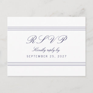 UAwg Postcard: White Clean Navy Blue Lines Respons Einladungspostkarte