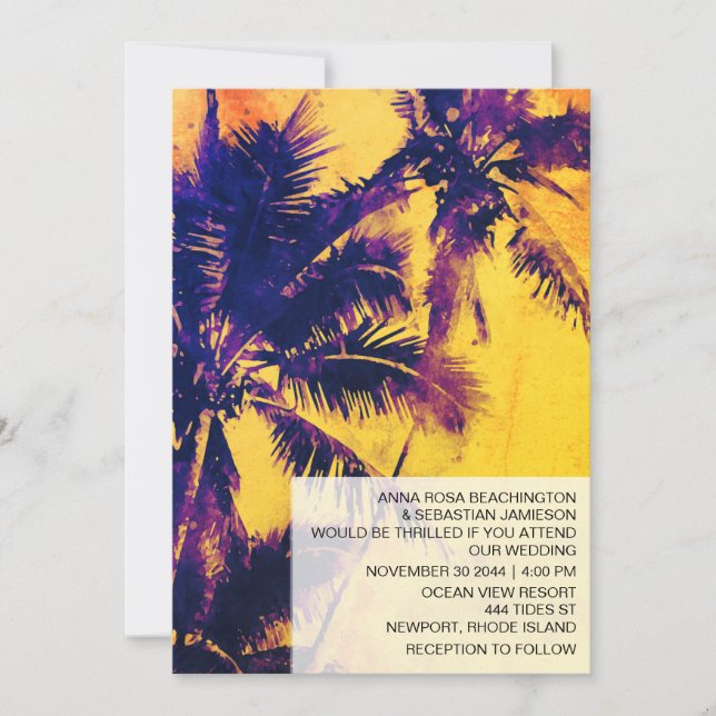 *~* UAWG QR AP13 Exotic FOTO Palms Wedding Einladung (Vorderseite)