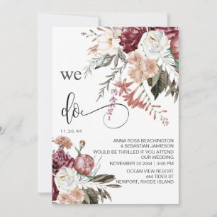 *~* UAWG QR BlumenMERLOT Rose AR15 WEDDING Einladung