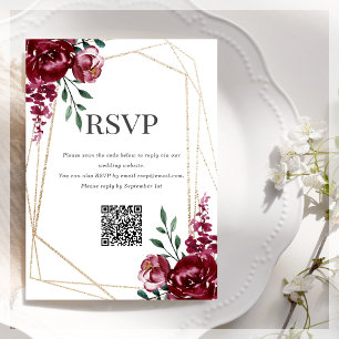 UAWG QR-Code Burgund Marsala Red Floral Begleitkarte