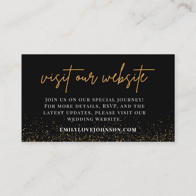UAwg QR-Code der Black and Gold Wedding Website Begleitkarte (Vorderseite)
