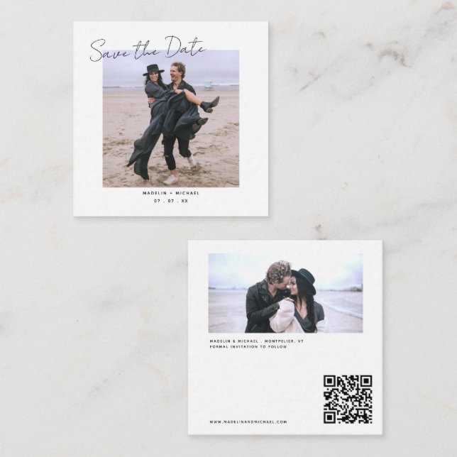 UAwg QR Code Foto Details Hochzeitkarte Begleitkarte (Vorne/Hinten)