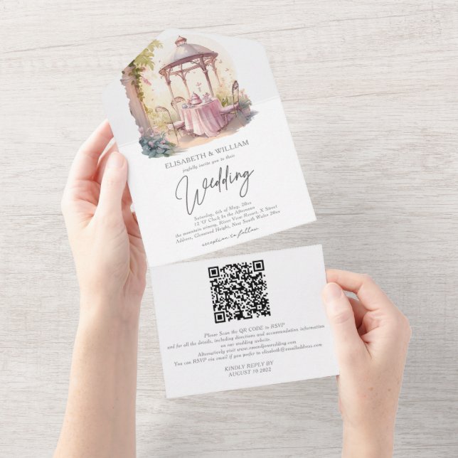 UAwg QR-Code für Wasserfarbengärten All In One Einladung (Abreißen)