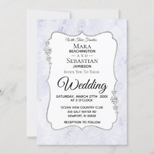 *~* UAWG + QR + FOTO Diamant Damask Hochzeit Einladung
