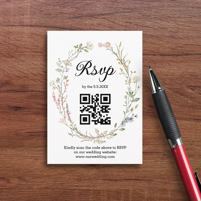 uAwg qr Wildblumen botanische Chic Hochzeit Begleitkarte (Von Creator hochgeladen)