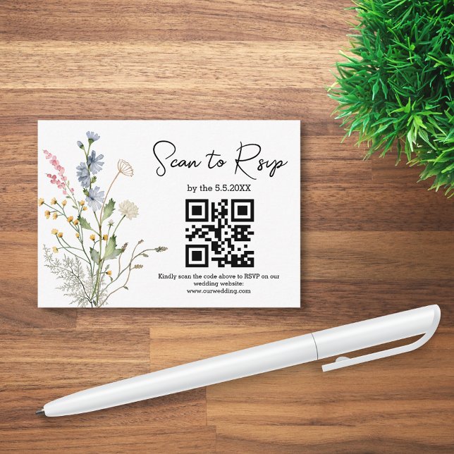 uAwg qr Wildblumen botanische Hochzeit Begleitkarte (Von Creator hochgeladen)