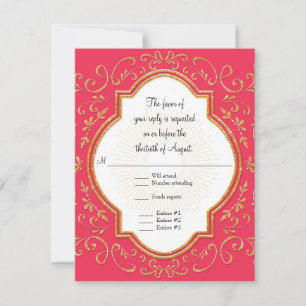 UAWG Quatrefolie Rahmen Swirl Gold Glitzer RSVP Karte