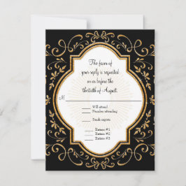 UAWG Quatrefolie Rahmen Swirl Gold Glitzer RSVP Karte