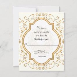 UAWG Quatrefolie Rahmen Swirl Gold Glitzer RSVP Karte