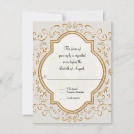 UAWG Quatrefolie Rahmen Swirl Gold Glitzer RSVP Karte