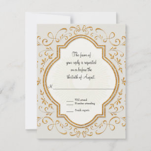UAWG Quatrefolie Rahmen Swirl Gold Glitzer RSVP Karte