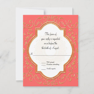 UAWG Quatrefolie Rahmen Swirl Gold Glitzer RSVP Karte