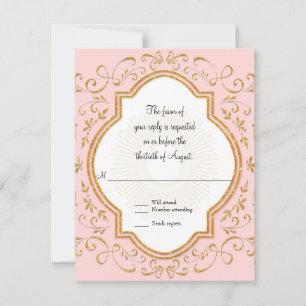 UAWG Quatrefolie Rahmen Swirl Gold Glitzer RSVP Karte