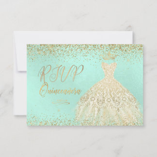 UAWG Quinceañera , Glitzer Gown, Imitate Gold+Minz Einladung