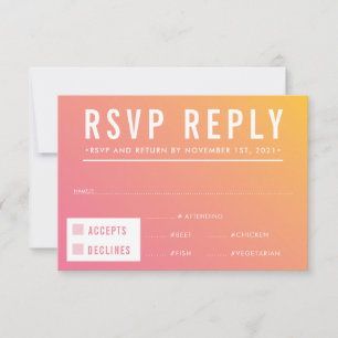 UAWG REPLANE REAKTION Moderner rosa gelber Farbver RSVP Karte