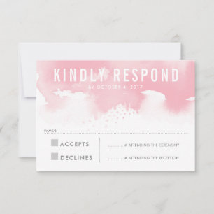 UAWG REPLANE REAKTION Modernes Aquarellrot Rosa RSVP Karte