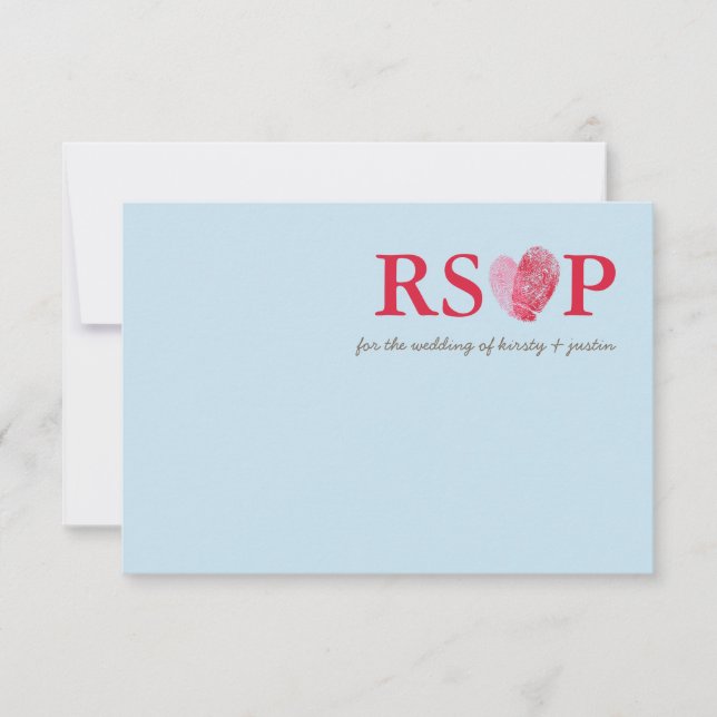 UAWG REPLKARTE niedlicher Fingerabdruck Herzpaar b RSVP Karte (Vorderseite)