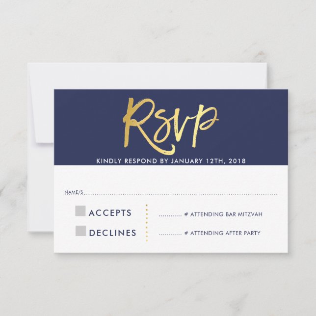 UAWG REPLY CARD Imitate Goldmedaille blau RSVP Karte (Vorderseite)