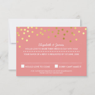 UAWG REPLY niedliche Goldfolie Konfetti Reaktion K RSVP Karte