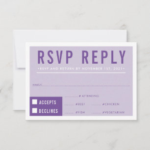 UAWG REPLY REPONSE Moderne Blockviolett lila RSVP Karte