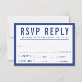 UAWG REPLY REPONSE Moderne fett römisch-blau RSVP Karte