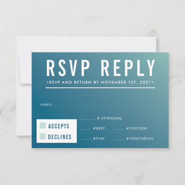 UAWG REPLY REPONY Moderne blaue Pfefferminzneigung RSVP Karte (Vorderseite)