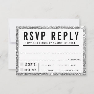 UAWG REPLY REPONY, schlichter, moderner silberner  RSVP Karte