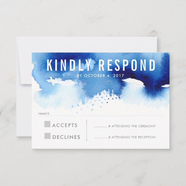 UAWG REPLY RESPONSE Moderne Aquarellblau RSVP Karte (Vorderseite)