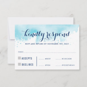 UAWG REPLY RESPONSE Moderne, blaue Aquarellmahlzei RSVP Karte