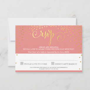 UAWG REPLY stilvolle rustikale Mini-Gold Konfetti RSVP Karte